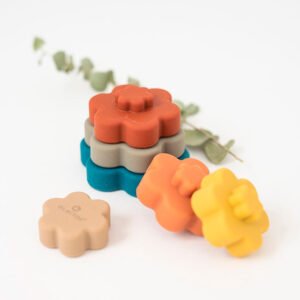 Cubos de flores de silicona para adquirir psicomotricidad (Multicolor)